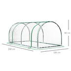Outsunny Steel Tunnel Greenhouse with PVC Cover, 200x100x80 cm, Transparent and Green
