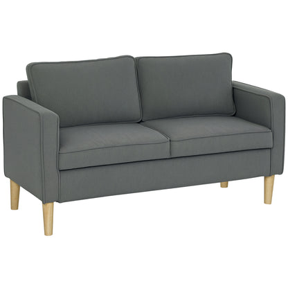 2 Seater Sofa with Storage Space and 2 Cushions, in Velvet and Wood Effect Fabric, 140x63x79 cm, Grey