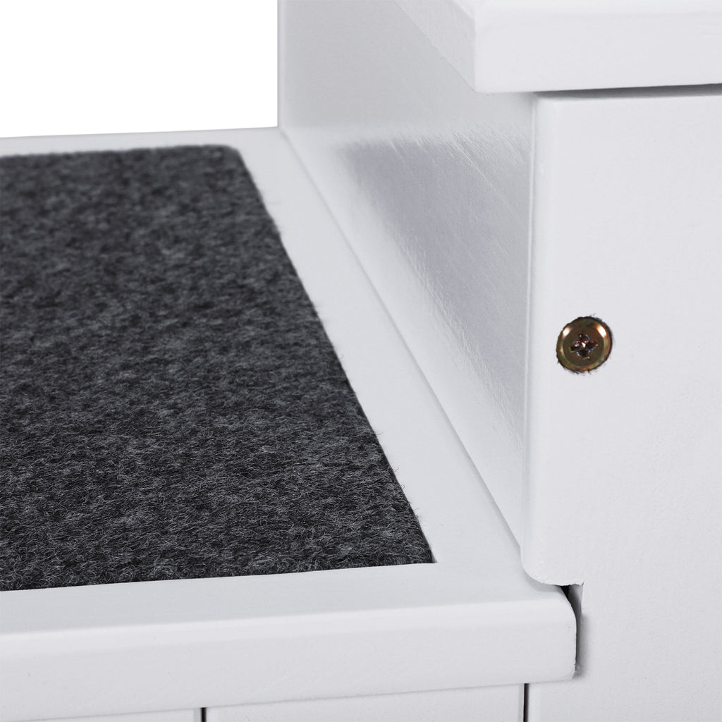 3-Step Dog Stairs with Non-Slip Mat and Storage Space, 40.5 x 44.5 x 38 cm, White