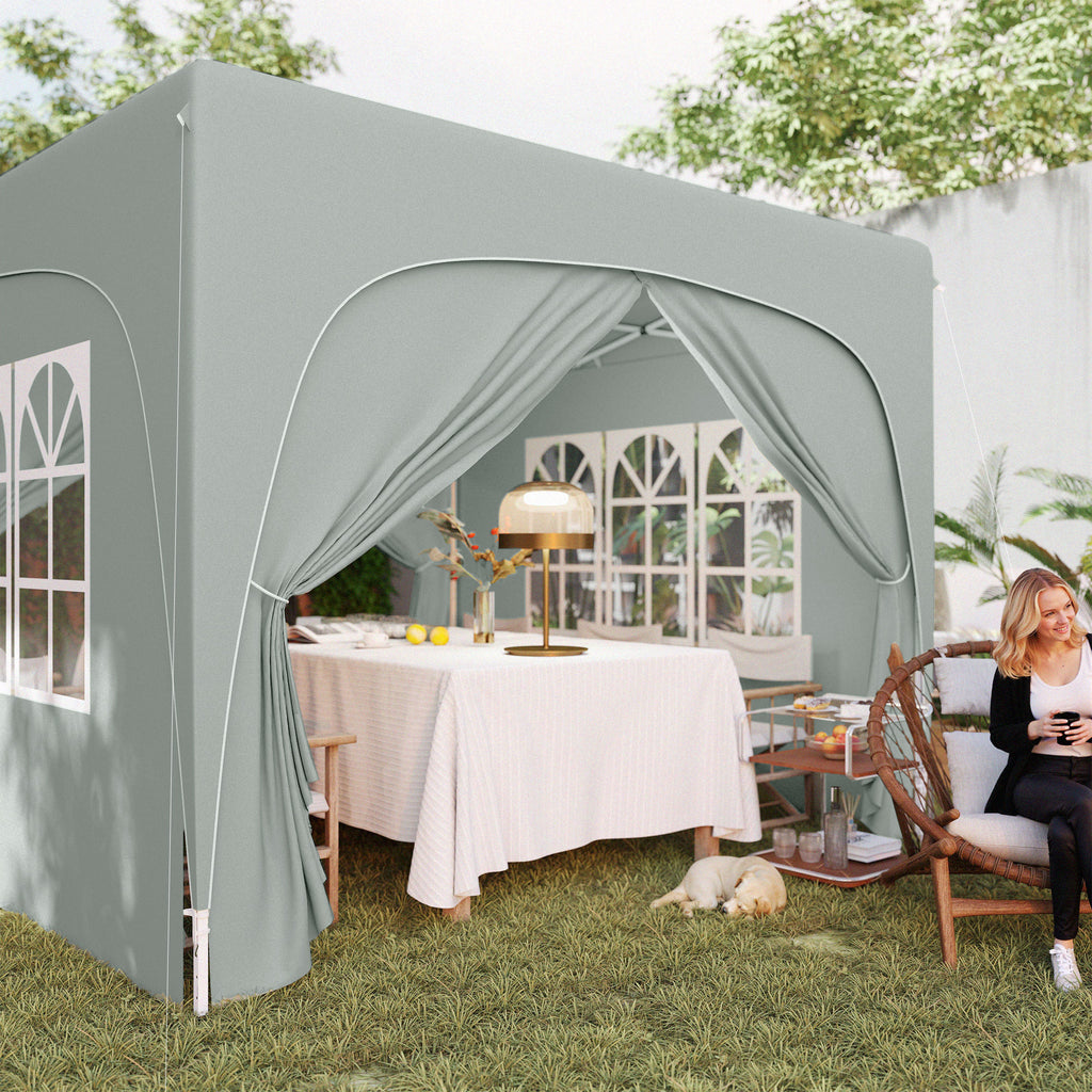 Folding Garden Gazebo 3x3m with Adjustable Height, UPF50+ Protection and Bag, Light Grey