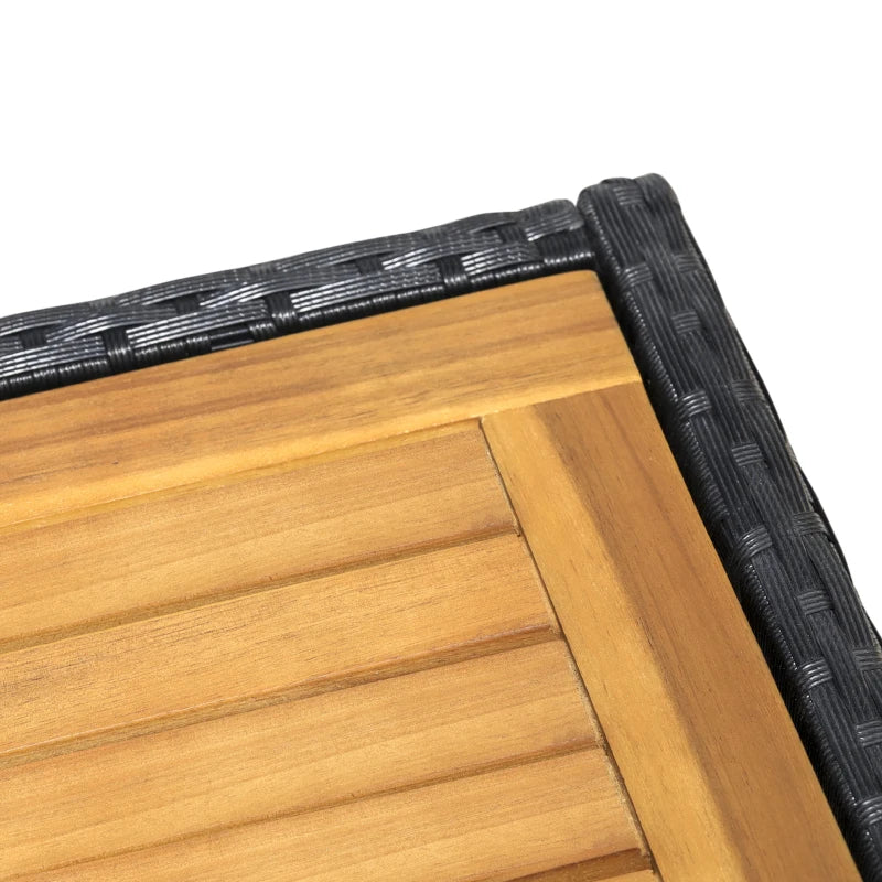 7-Piece Garden Table and Chair Set in PE Rattan and Wood with Soft Cushions, Black - Borge' Group Limited