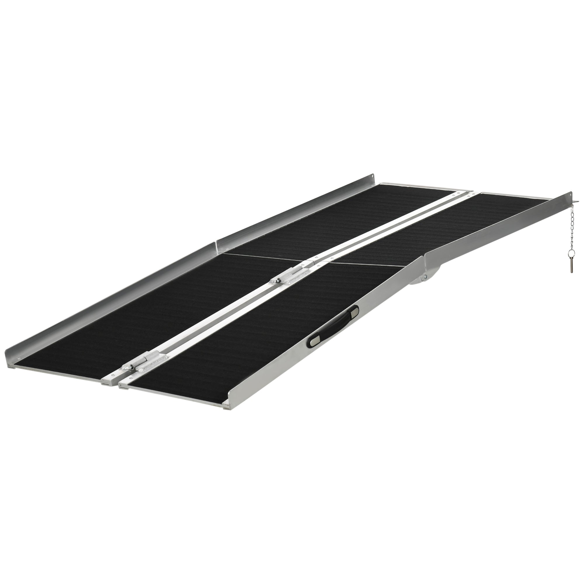 Folding Aluminum Wheelchair Ramp with Non-Slip Coating and Safety Edges, 183 x 73.5 cm, Black