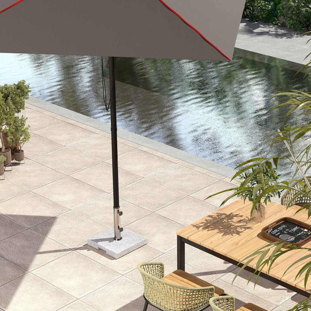 Outsunny 21kg Granite Square Umbrella Base with Handles and 2 Adjustable Knobs, Grey