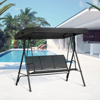 Outsunny 3-Seater Garden Swing with Canopy, Breathable Seat, and Steel Frame, Black