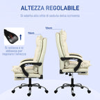 Ergonomic Office Chair, Reclining Desk Chair, Footrest, Beige