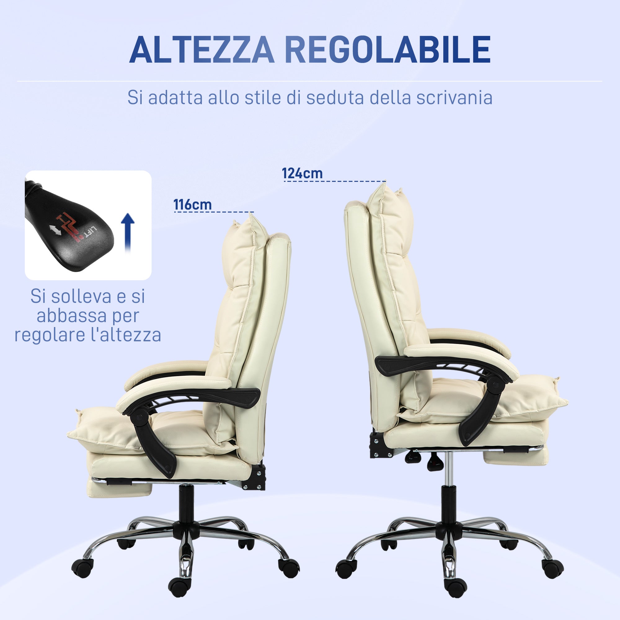 Ergonomic Office Chair, Reclining Desk Chair, Footrest, Beige