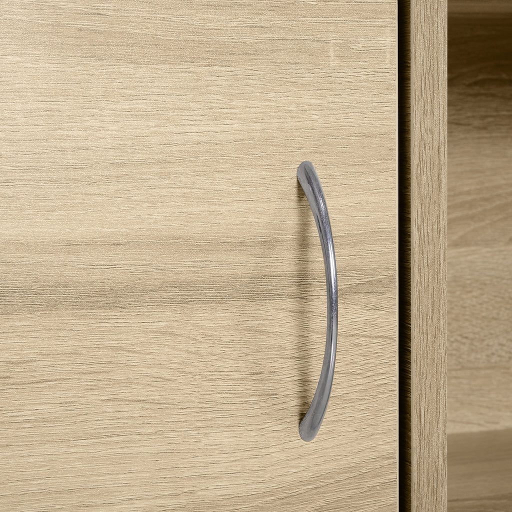 Wooden Bookcase, Multipurpose Cabinet with 3 Shelves, 4 Compartments and 2 Doors, 61.5x29.5x80cm