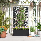 Outsunny Steel Planter with Trellis for Climbing Plants, Wall or Ground Mounting, 61x23x113 cm, Black