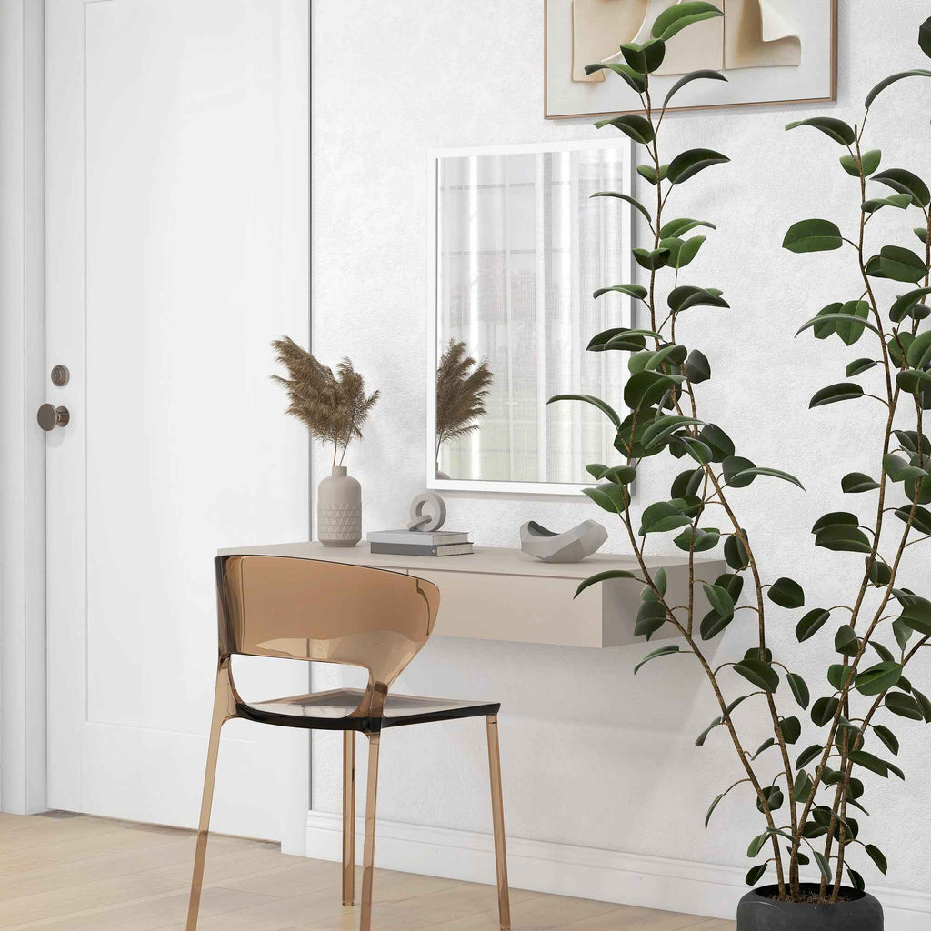 HOMCOM Rectangular Wall Mirror with Hooks, Glass and MDF, 50x70 cm, White