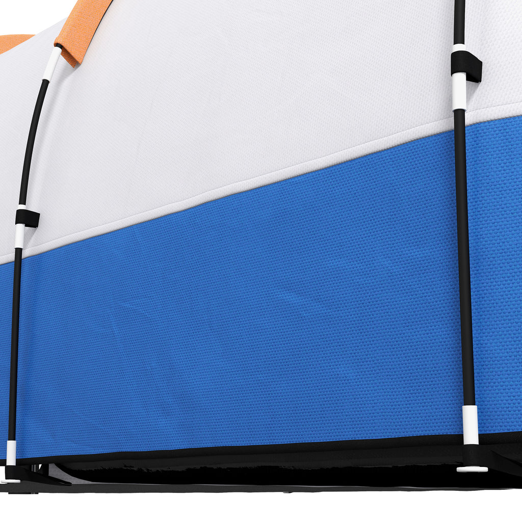 Waterproof Camping Tent with 2 Areas and 3 Entrances, Polyester and Fiberglass, 420x200x150 cm, Orange