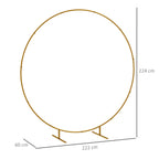 Outsunny Steel Garden Arch, Round Wedding Arch for Balloons and Climbing Plants for Ceremonies, Birthdays and Events, 222x60x224 cm, Gold