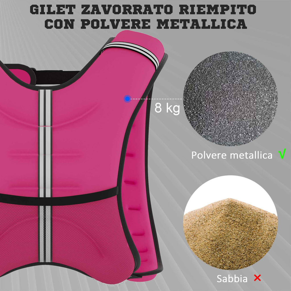 HOMCOM 8kg Breathable Weighted Vest with Storage Pocket and Shoulder Straps, Oxford Fabric, 40x35cm, Pink