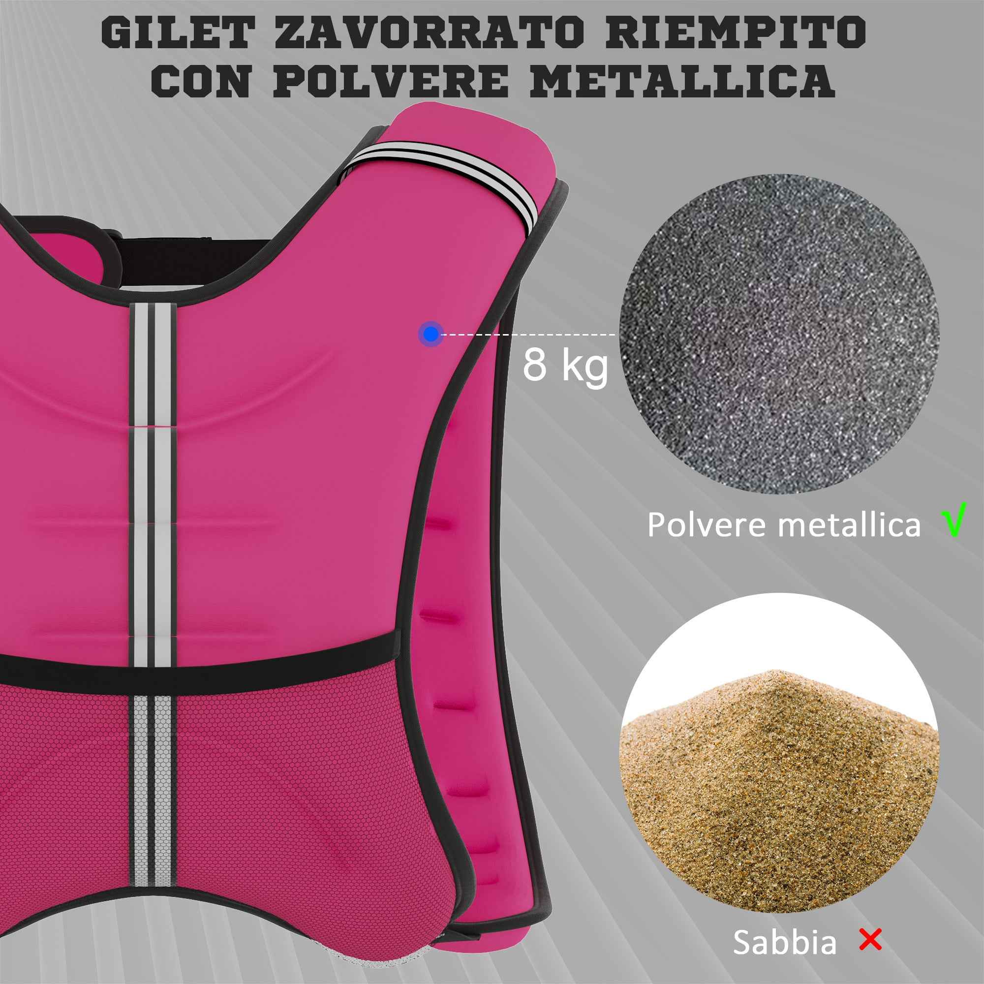 HOMCOM 8kg Breathable Weighted Vest with Storage Pocket and Shoulder Straps, Oxford Fabric, 40x35cm, Pink