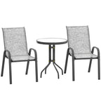 Outsunny 3-Piece Garden Set with 2 Garden Chairs 54x71x93 cm and Round Table Ø60x71 cm in Grey Steel