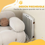 3-Panel Folding Dog Gate with 2 Stands, White Wood, 155x30x61 cm