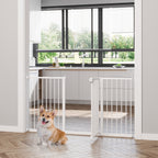 3-Way Dog Gate with Adjustable Width 74-148 cm and Automatic Closure, White