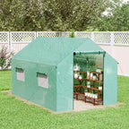 Outsunny 2x3x2 m Tunnel Greenhouse with Roller Doors and Windows and Pointed Roof, in Steel and PE, Green