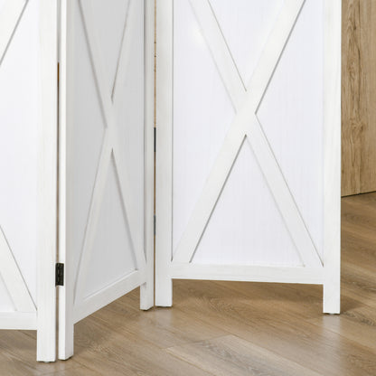 4-Panel Room Divider for Interior, Wooden Room Divider for Bedroom and Office, 182x170 cm, White