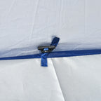 Tilting Beach Umbrella with Side Curtains, in Polyester and Steel, Ø191x211 cm, Blue and White
