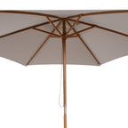 Garden Umbrella with 6 Ribs in Wood and Polyester Fabric, 2.5x2.3m, Gray - Borgè