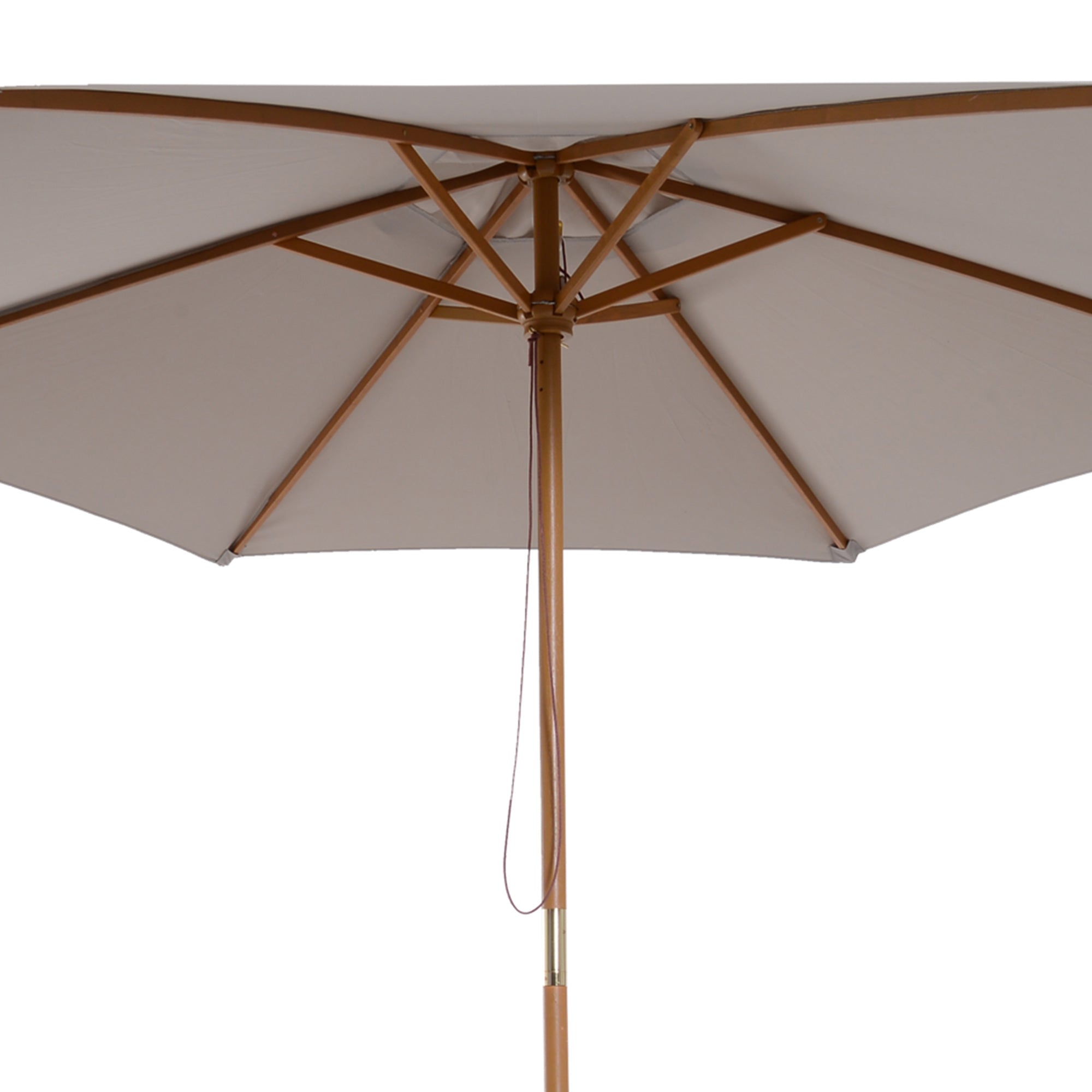 Garden Umbrella with 6 Ribs in Wood and Polyester Fabric, 2.5x2.3m, Gray - Borgè