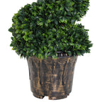 Outsunny 120cm Artificial Boxwood Spiral Indoor Plant, Indoor and Outdoor Artificial Plant with Pot Included, Fake Plant for Home, Office, Living Room, Garden Decoration, Green