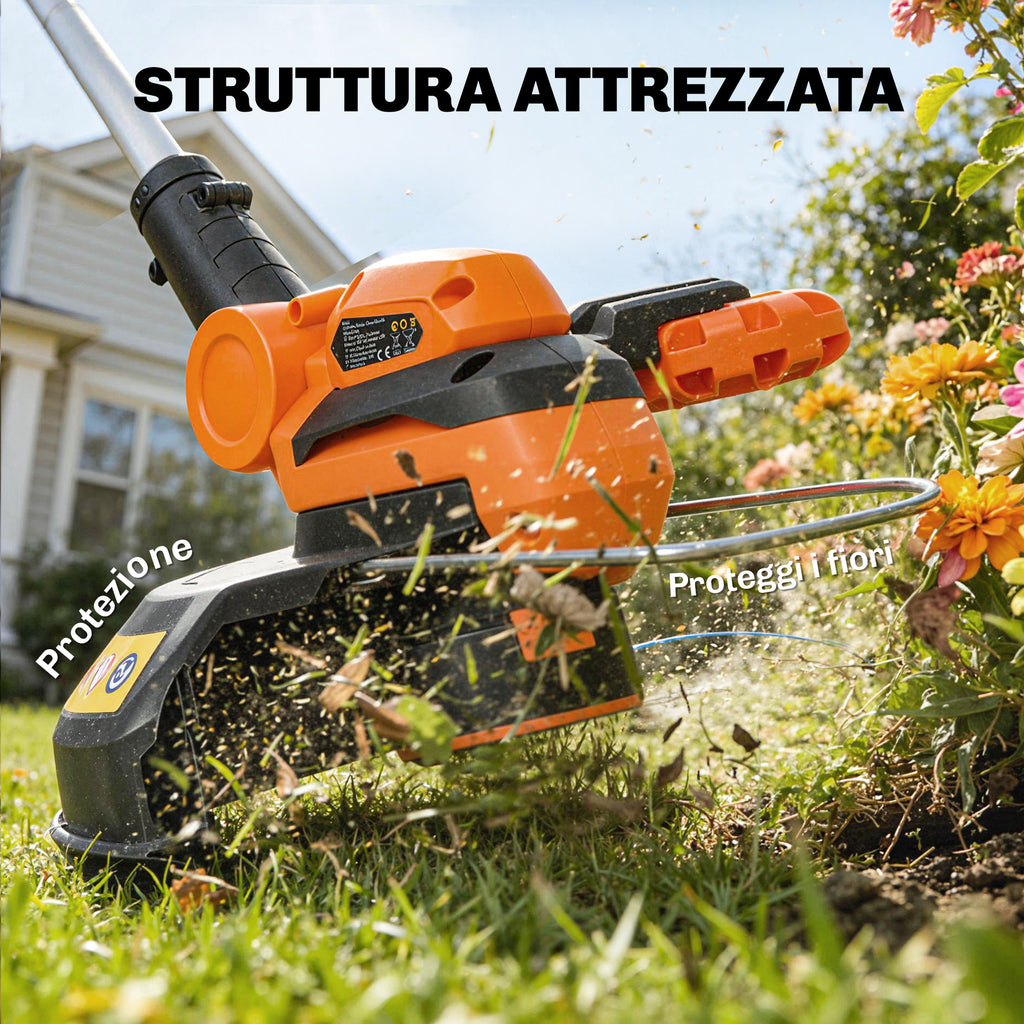 Outsunny Battery-Powered Brush Cutter with Two 4.0Ah Batteries, Charger, and Adjustable Pole