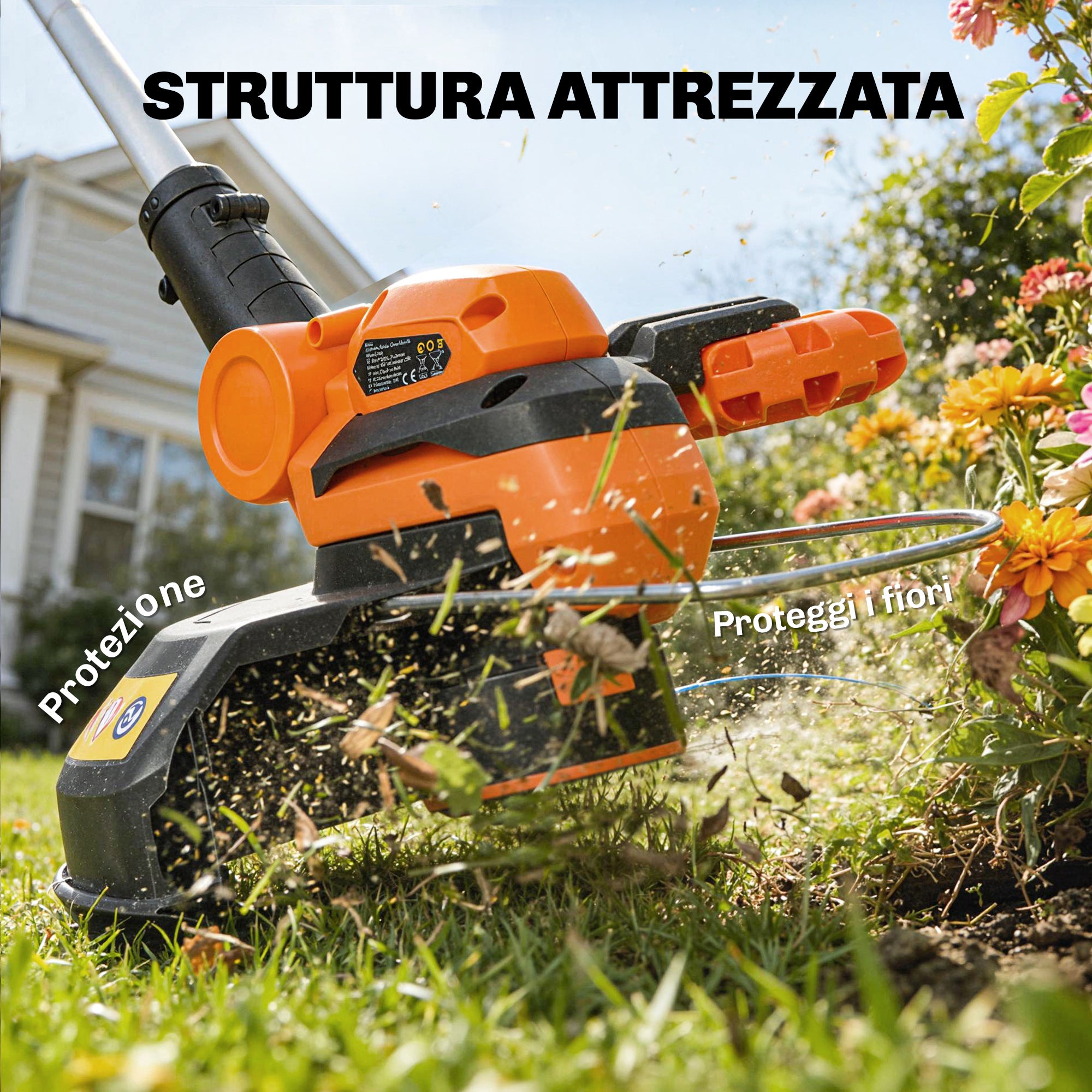 Outsunny Battery-Powered Brush Cutter with Two 4.0Ah Batteries, Charger, and Adjustable Pole