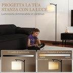Dimmable LED Floor Lamp with Remote Control, 11 Temperatures and 11 Brightness, 60 Minute Timer, Black
