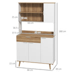 Homcom Modern Mobile Creenza Pantry with lockers and drawer, 98x39x180cm, white and wood - Borgè