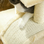 3-Tier Cat Tree with Scratching Post, Plush and Sisal, 40x35x72 cm, Cream