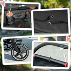 Foldable Dog Stroller with Zipper Entrances and Mesh Windows, 112x65x100 cm, Red and Black