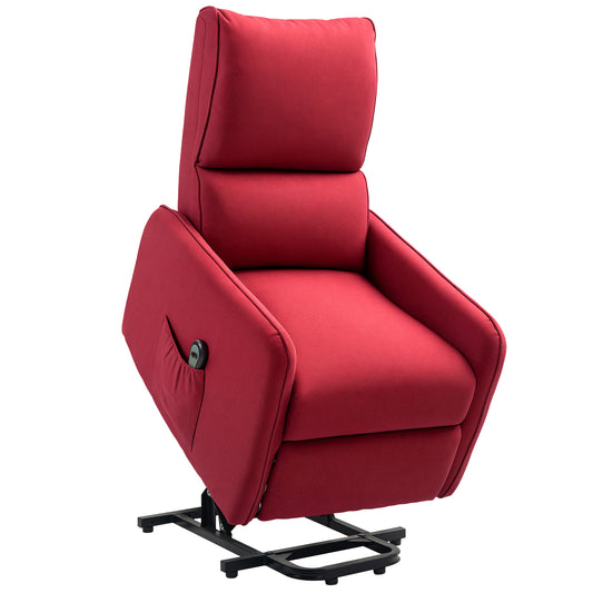 Electric Lifting Armchair with Remote Control and Fabric Pocket, Red