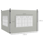 Outsunny Set of 2 Side Walls for Gazebos 3x3 m and 3x6 m with Windows, in PE and Plastic, 293x193 cm, White
