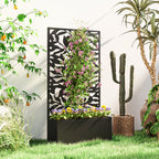 Outsunny Steel Planter with Trellis for Climbing Plants, Wall or Ground Mounting, 61x23x113 cm, Black