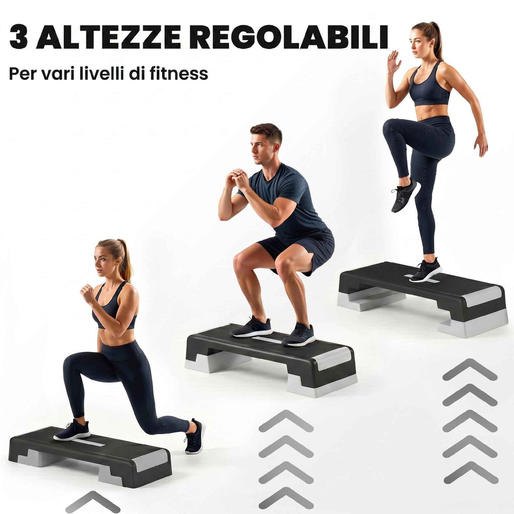 SPORTNOW Adjustable Aerobic Stepper, Height 15/20/25 cm with Supports