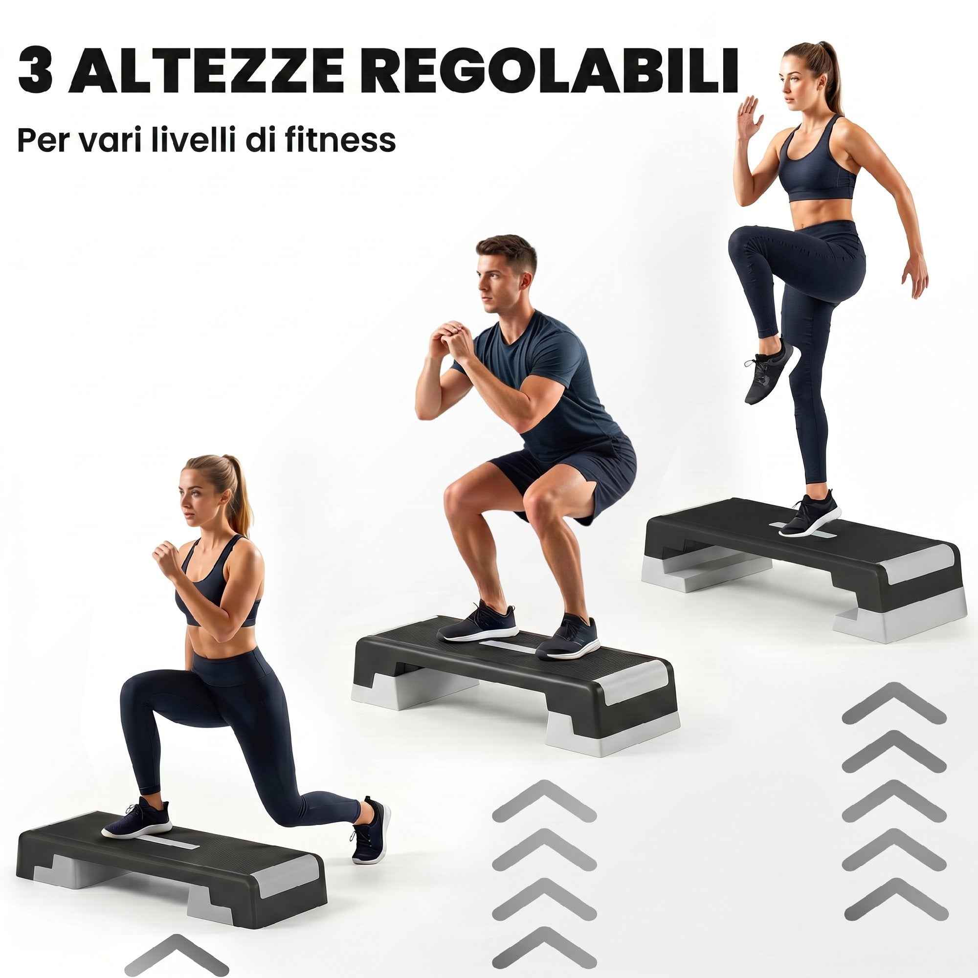 SPORTNOW Adjustable Aerobic Stepper, Height 15/20/25 cm with Supports