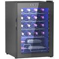 20 Bottle Wine Cooler, 53L Capacity, Anti-UV Glass Door and Adjustable Shelves, Black