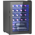 20 Bottle Wine Cooler, 53L Capacity, Anti-UV Glass Door and Adjustable Shelves, Black