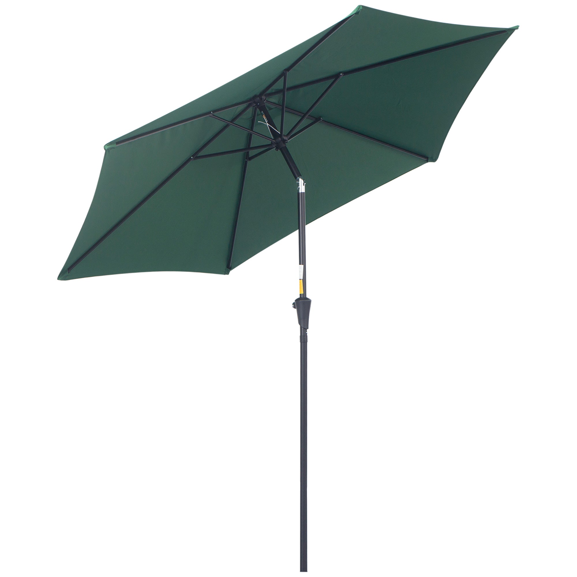 2.6x2.4m Garden Umbrella with Tilting Head, in Aluminum and Polyester, Dark Green and Black
