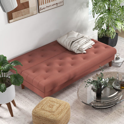 Homcom sofa bed 3 seats with 3 -level microfiber levels adjustable backrest, 185x85x84cm, orange - Borgè