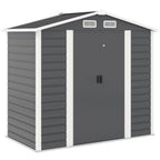 Metal Garden Shed with Sliding Doors and Padlock with Keys, 2.1x1.2x1.9m, Dark Grey