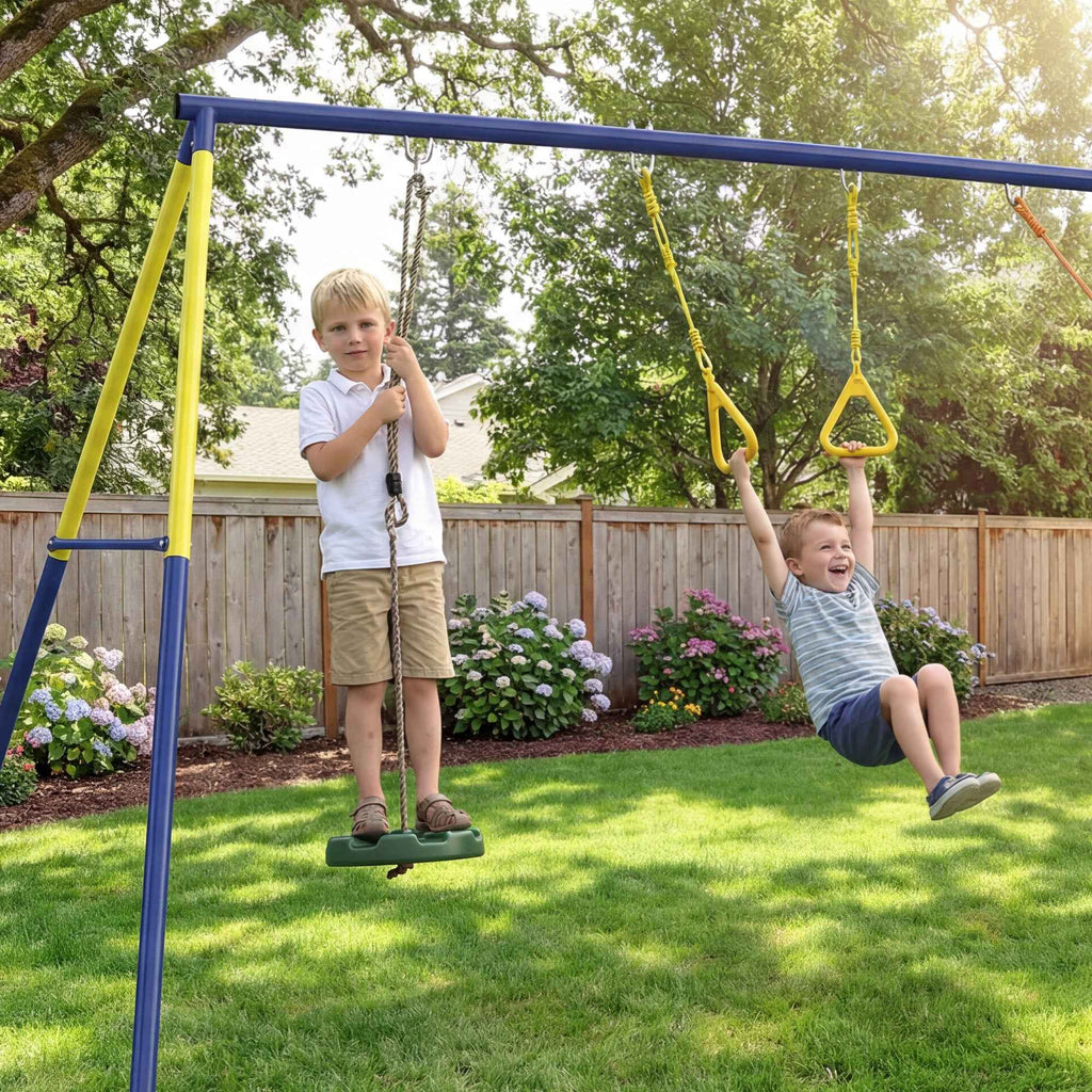 3-in-1 Garden Swing for Children 3-8 Years, Made of Steel and PE, 285x160x181 cm, Multicolored