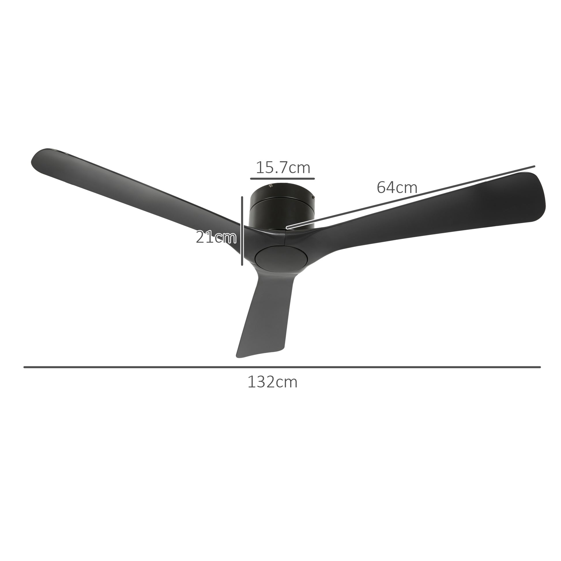 HOMCOM Reversible 3-Blade Ceiling Fan with 6 Speeds, Timer up to 8 Hours and Remote Control, Black - Borgè