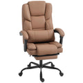 HOMCOM Faux Leather Reclining Office Chair with Footrest and Wheels, 65x67x111-119 cm, Brown