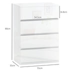 Modern Chest of Drawers 4 Anti-Tip Wooden Drawers, 55x33x80 cm, Glossy White