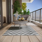 Reversible Outdoor Rug with Geometric Pattern, 121x182 cm, Grey and White