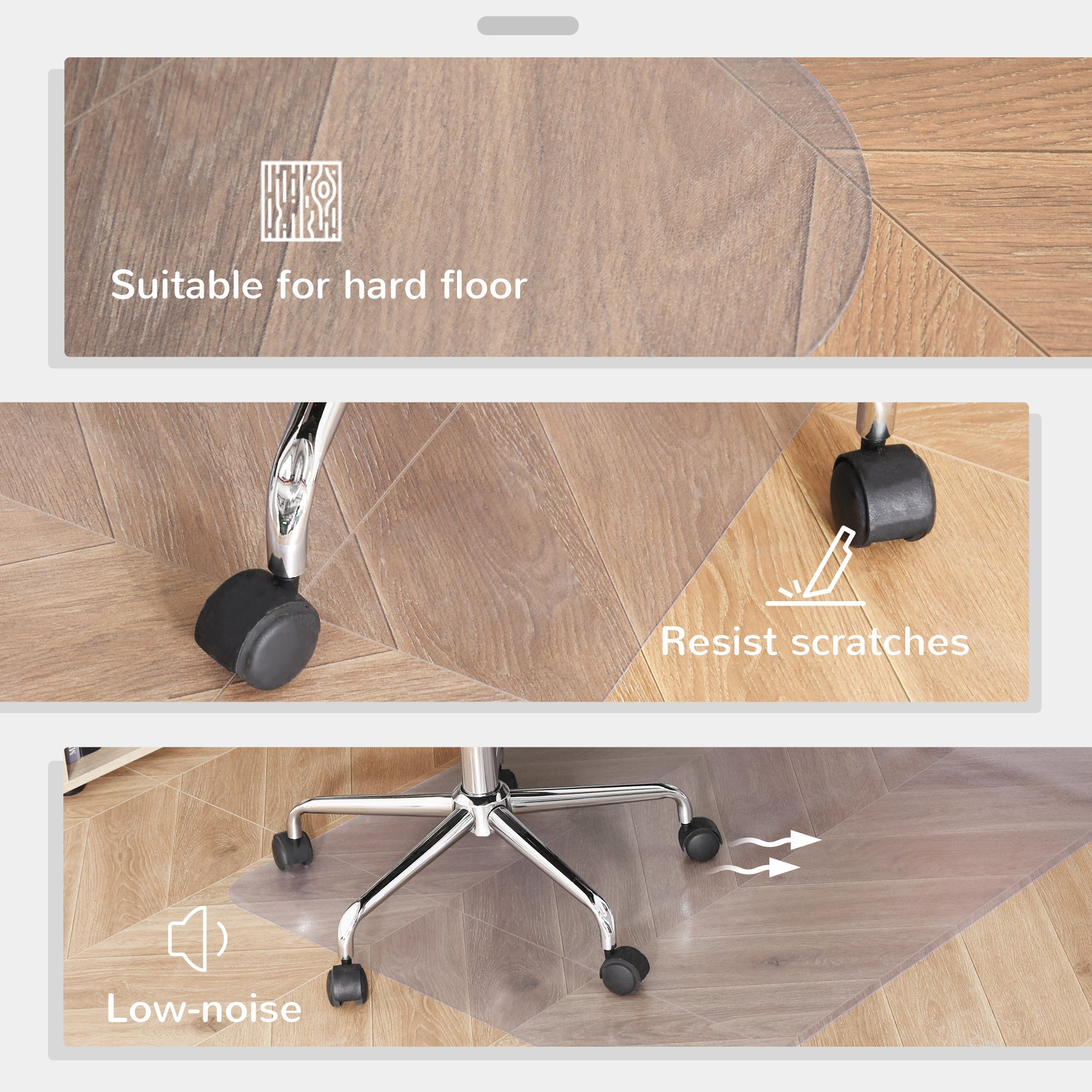 Non-slip floor-saving office chair mat in plastic, 90x120cm, transparent - Borgè