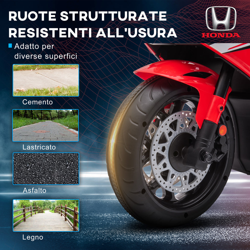 Honda Licensed Electric Motorcycle for Kids, 6V Rechargeable Battery, 3km/h Speed, Red