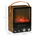 Electric Fireplace with LED Flame, 3 Heating Modes and Safety Switch, 30.3x17.5x37.4 cm